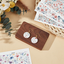 5枚 5スタイル 花柄 陶芸粘土 水転写紙  釉下転写デカール  DIYイヤリングペンダント用  ミックスカラー  13.8x9.5cm  1個/スタイル&nbsp;STIC-UN0001-02