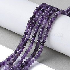 染め天然マレーシアジェイド翡翠ロンデルビーズ連売り  多面カット  インディゴ  4x2~3mm  穴：1mm  約110~115個/連  14インチ&nbsp;G-E316-2x4mm-65
