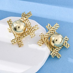 編み込み菱形と丸い真鍮のスタッドピアス  鉛フリー＆カドミウムフリー  長持ちメッキ  ラックめっき  18KGP本金メッキ  36x36mm&nbsp;EJEW-R025-02G