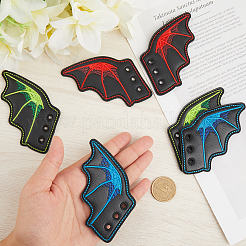 ハロウィン用イミテーションレザーシューズバックル（DIYシューズアクセサリー用）3組3色  翼  ミックスカラー  66x76.5x2mm  穴：4mm  1ペア/カラー&nbsp;AJEW-GF0011-81