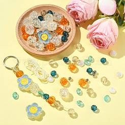 DIY ストレッチ ブレスレット メイキング キット  ラウンド、シェル、ランタン、オーバル、フラワーアクリル、プラスチックイミテーションパールビーズを含む  ミックスカラー  ビーズ：6.5~13x0.8~8x0.8~9.5mm  穴：1.5~3.5mm  108個/セット&nbsp;DIY-FS0003-98