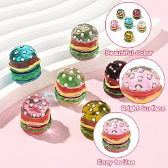 6本6色樹脂カボション  エナメル  ハンバーガー  ミックスカラー  16x16x18.5mm  1pc /カラー&nbsp;RESI-CJ0004-27