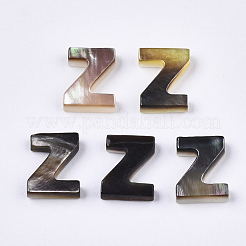 天然な黒リップシェルビーズ  トップドリルビーズ  文字.z  Z：10x8x2.5mm  穴：0.6mm&nbsp;LS-SSHEL-S265-001Z