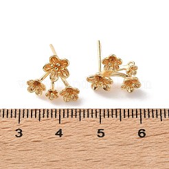 真鍮製スタッドピアスパーツ  花  カン付き  18KGP本金メッキ  13x14mm  穴：0.9mm  ピン：0.7mm&nbsp;LS-KK-Z164-04G-01