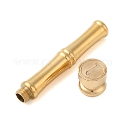 金色の真鍮ワックスシーリングスタンプヘッドと竹の棒状のハンドル  年賀状作りに  文字J  74.5x15mm&nbsp;LS-STAM-K001-05G-J