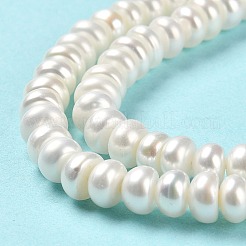 天然養殖淡水パールビーズ連売り  グレード5 A  ロンデル  古いレース  5~6x3~4mm  穴：0.7mm  約98~100個/連  14.37''~14.57''（36.5~37センチメートル）&nbsp;PEAR-J007-10