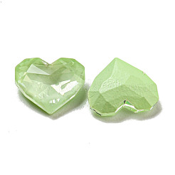 ガラスラインストーンカボション  ポイントバック＆バックメッキ  多面カット  ハート  クリソライト  8.5x10x4mm&nbsp;RGLA-G021-05C-238DE