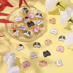 35本7色合金エナメルペンダント  ライトゴールド  猫  ミックスカラー  16x18.5x1.5mm  穴：1.6mm  5個/カラー&nbsp;ENAM-CJ0002-67