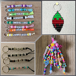 Diyキーホルダー作成キット  304ステンレススチール製スプリットキーリングを含む  ナイロンコード  プラスチックビーズ  アクリルビーズ  ミックスカラー  25x2mm&nbsp;DIY-SC0031-88
