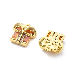 真鍮製マイクロパヴェキュービックジルコニアペンダント  ギフトチャーム  18KGP本金メッキ  11x10x4mm  穴：1.2mm&nbsp;KK-U049-01G