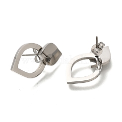 304ステンレススチールティアドロップスタッドピアス  ステンレス鋼色  21x13.5mm&nbsp;EJEW-C118-01C