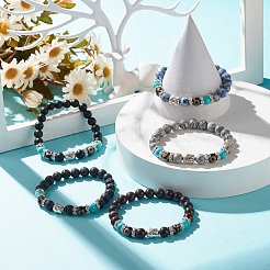 宝石用原石と瑪瑙の天珠ストレッチブレスレット、仏頭付き  女性のためのマラビーズ風水保護ブレスレット  内径：2-1/8インチ（5.5cm）&nbsp;BJEW-JB07710