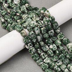 天然グリーンスポットジャスパービーズ連売り  ナゲット  タンブルストーン  8~11x8~11x5~7mm  穴：1mm  約45個/連  15.75''（40センチメートル）&nbsp;G-G146-A26-02