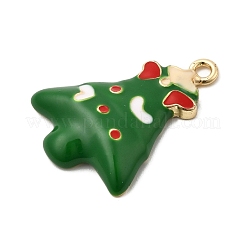 クリスマス合金エナメルペンダント  ゴールドカラー  クリスマスツリー  30.5x23x5.5mm  穴：2.1mm&nbsp;FIND-Z103-03G-04