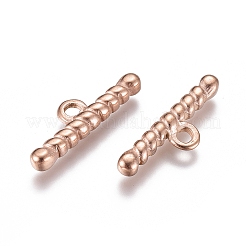 イオンプレーティング（IP）304ステンレススチールマンテルパーツ  バー  ローズゴールド  21x6.5x3mm  穴：2mm&nbsp;LS-STAS-F241-07-RG