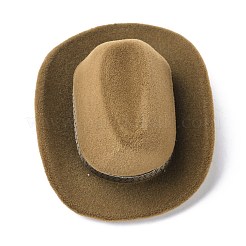ベルベットのリングボックス  プラスチック付き  ウエスタンカウボーイハット  コーヒー  6.75x5.7x3.65cm&nbsp;X-VBOX-F004-04