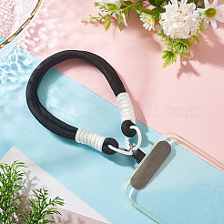 ポリエステル携帯ストラップ1個  スプリングゲートリング付き  布製携帯電話ストラップパッチ1個付き  ブラック  317x13mm&nbsp;AJEW-TAD0001-06