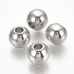 変色しない304ステンレススチールビーズ  ラウンド  ステンレス鋼色  3x2.5mm  穴：1mm&nbsp;X-STAS-S076-76B