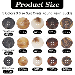 110個 15スタイル 樹脂ボタン  フラットラウンド  4穴  ミックスカラー  15~25.5x3~4.5mm  穴：2mm&nbsp;BUTT-CY0001-41