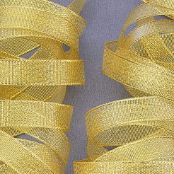 グリッターメタリックリボン  ラメリボン  ゴールド  5/8インチ（15~16mm）  約25ヤード/ロール  10のロール/グループ&nbsp;OCOR-T001-15mm-JC