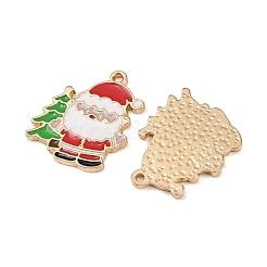 クリスマス合金エナメルペンダント  ライトゴールド  サンタクロース  23.5x20.5x1.5mm  穴：1.6mm&nbsp;ENAM-I081-01KCG-08