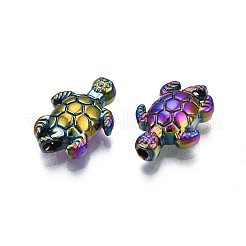 ラックメッキレインボーカラーアロイビーズ  カドミウムフリー＆ニッケルフリー＆鉛フリー  カメ  13x9x3.5mm  穴：1.2mm&nbsp;PALLOY-S180-333