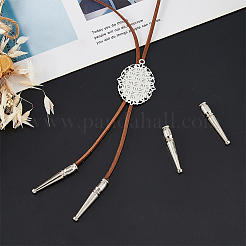 合金コードエンドパーツ  ボロタイエンドキャップ  コーン  プラチナ  37x6mm  内径：4mm&nbsp;FIND-WH0161-54P