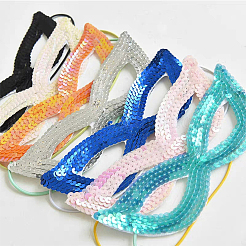 プラスチックpaillette弾性ビーズ  スパンコールビーズ  装飾アクセサリー  8列パレットロール  フラット  ブルー  69~75x1.5mm  1m /連&nbsp;OCOR-WH0077-45A