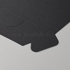 長方形の厚紙のキャンディー収納ボックス  ハンドル穴付きキャンディトート  ケーキ用  ブラック  20x15x8cm&nbsp;CON-WH0084-85