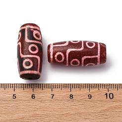チベット風ジービーズ  天然石瑪瑙ビーズ  バレル  染め＆加熱  ファイヤーブリック  片目  9mm  穴：29.5~31x13.5~14mm&nbsp;TDZI-NH0001-E07-06F