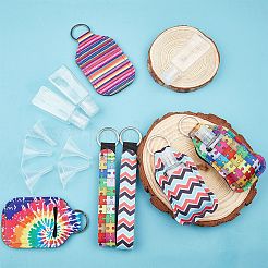 DIYトラベルボトルセットキット  手指消毒剤キーホルダーホルダー付きeychainストラップ  透明なプラスチックスクイズボトル  ミックスカラー  ペットボトル：7.9x2.3x3.2mm  容量：30ミリリットル  5個/セット&nbsp;DIY-GF0001-99