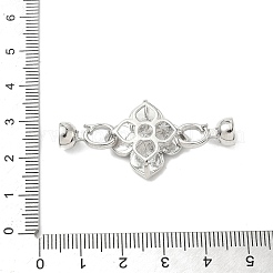真鍮エナメル折りたたみ留め具  カドミウムフリー＆ニッケルフリー＆鉛フリー  花  プラチナ  43mm&nbsp;KK-U059-45P