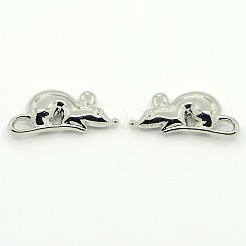 合金の動物、マウス、ラットチャームペンダント  ミックスカラー  18x8x3mm  穴：3x1mm&nbsp;PALLOY-M031-08
