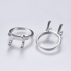 合金フィンガーリングプロングセッティング  4つの爪のプロングリングのセッティング  プラチナ  トレイ：13x8.5mm  17.5mm&nbsp;X-PALLOY-K143-18P