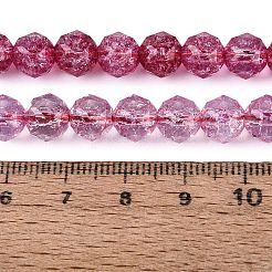 クラックル透明ガラスビーズ連売り  模造ゼリー  ラウンド  多面カット  サクランボ色  7.5~8mm  穴：0.8~1.5mm  約48~49個/連  13.98~14.57インチ（35.5~37cm）&nbsp;GLAA-Q108-02A-11