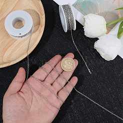 20m 304ステンレススチールアズキチェーン  ハンダ付け  フラットオーバル  スプール付き  ステンレス鋼色  2.5x2x0.5mm&nbsp;CHS-BM0001-01
