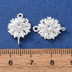 真鍮舗装クリアキュービックジルコニアコネクタチャーム  花のリンク  925銀メッキ  17x11.5x4mm  穴：1.2mmと1.6mm&nbsp;CU-CBAEC99-09S
