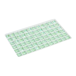 ポイントガラスラインストーンカボション  模造トルマリン  多面カット  正方形  グリーン  8x8x4.5mm&nbsp;GGLA-S003-01C