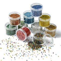 ガラスシードビーズ200g  銀並ぶ丸い穴  丸い小さなビーズ  ミックスカラー  2mm  穴：1mm  200 G /セッティング&nbsp;SEED-YW0002-85C