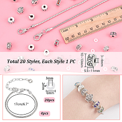 DIY 合金ハートヨーロピアンスタイルブレスレット作成キット  ミックスカラー  10x5.5mm  穴：3mm&nbsp;DIY-PH0022-01