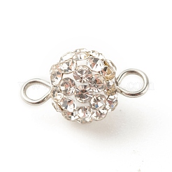 ポリマークレイラインストーンコネクターチャーム  304ステンレススチールループ付き  ラウンド  クリスタル  14.5x8mm  穴：2mm&nbsp;PALLOY-JF01361-02