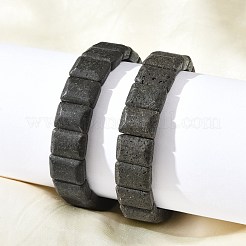 長方形のつや消し天然溶岩石ビーズストレッチブレスレット、女性用、男性用  内径：2-3/8インチ（5.95cm）&nbsp;BJEW-C097-03B