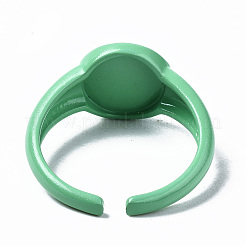 スプレー塗装真鍮カフリング  オープンリング  笑顔  ミディアムアクアマリン  usサイズ7 1/4(17.5mm)&nbsp;LS-RJEW-S044-151C