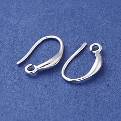 真鍮のピアスフック  水平ループ付き  ニッケルフリー  銀  15.5x8~9x2.5mm  穴：1.6~2mm  ピン：0.7mm&nbsp;KK-A236-13S