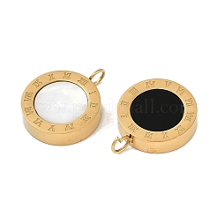 イオンプレーティング（IP）304ステンレススチールアクリルパーツ  ラウンド  ゴールドカラー  15.5x12x3.5mm  穴：2mm&nbsp;STAS-M080-01G