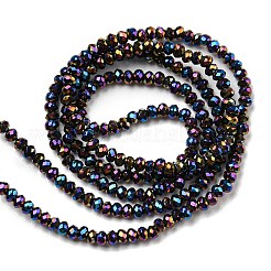 電気メッキガラスビーズセット  フルメッキ  多面カット  ロンデル  黒メッキ  2~2.3x1.7~1.9mm  穴：0.3mm  約208~220個/連  34~36cm&nbsp;X-EGLA-F149-FP-10