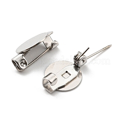変色しない201ステンレススチールトレイブローチ  フラットラウンドパッドセッティング  ステンレス鋼色  14x10x0.5mm&nbsp;STAS-Q246-01A-P