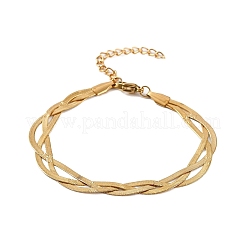304ステンレススチールヘリンボーンチェーンブレスレット女性用  ヒマワリ模様  ゴールドカラー  6-3/8インチ（16.3cm）&nbsp;BJEW-B137-02G