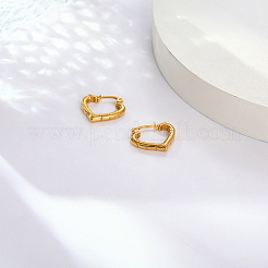 女性用ハート 304 ステンレススチール フープ イヤリング  18KGP本金メッキ  19x20mm&nbsp;EF5965-1