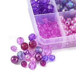 375スタイルのラウンド透明&イミテーションパールアクリルビーズ10個。  ミックスカラー  6~8x5~8mm  穴：1.5~2mm&nbsp;OACR-FS0001-16